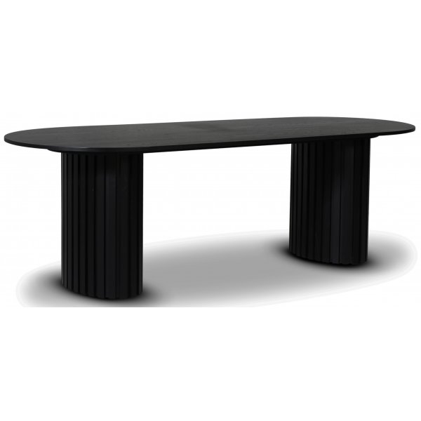 Essgruppe PiPi ovaler Esstisch 240 cm inkl. 6 Bugholzstühle No18 - Schwarz + 6.00 x Serviettenringe