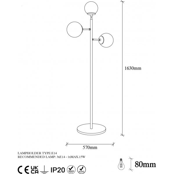 Atlas Stehlampe opal - Gold