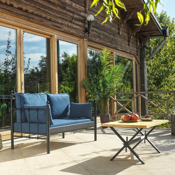 Lalas 2-Sitzer Outdoor-Sofa - Schwarz/Blau