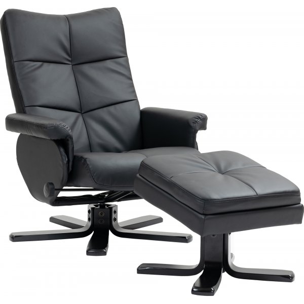 Duvnäs Reclinersessel mit Fußhocker - schwarzes PU