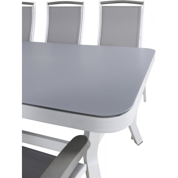 Virya Outdoor-Essgruppe mit 6 Albany-Stühlen - Weiß/Grau