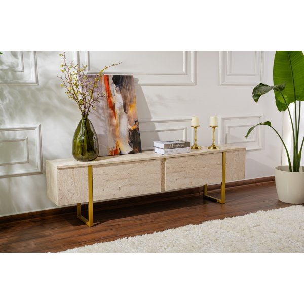Serenity Medienbank - Travertin/Gold
