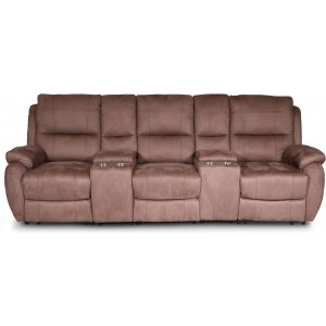 Enjoy Hollywood Cinema Sofa - 3-Sitzer-Liegestuhl (elektrisch) aus braunem Mikrofaserstoff Enjoy Hollywood Cinema Sofa - 3-Sitzer-Liegestuhl (elektrisch) aus braunem Mikrofaserstoff