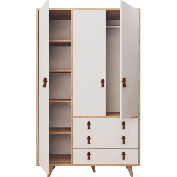 Musso Kleiderschrank 120x52x187 cm - Eiche/Weiß