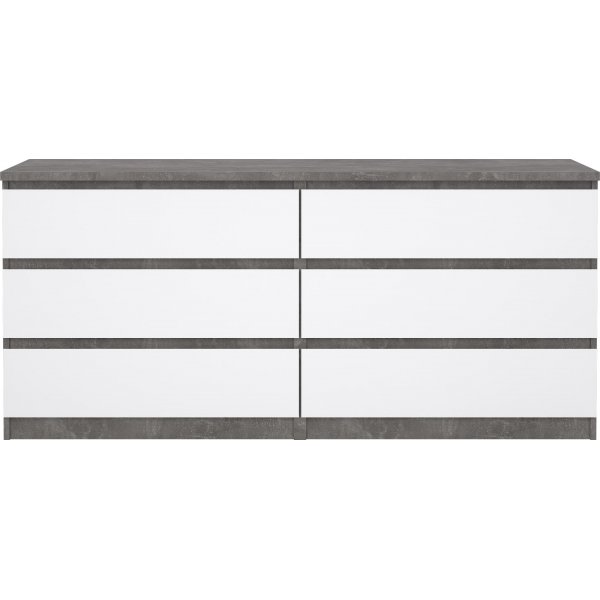 Naia Kommode mit 6 Schubladen - Beton/Weiß