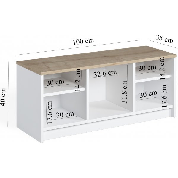 Lone Schuhschrank - Weiß/Saphir-Eiche