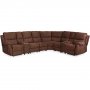 Relaxsofa Deluxe - 6-Sitzer (elektrisch) in braunem Mikrofaserstoff