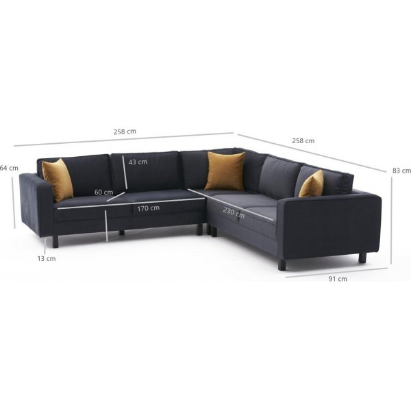 Ecksofa Anthrazit Samt