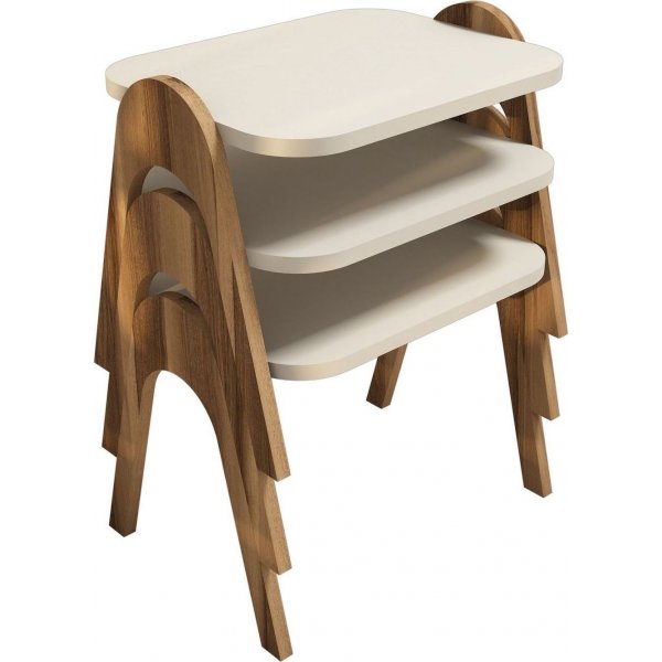 Couchtisch Paris 48,6 x 35,5 cm - Nussbaum/Creme