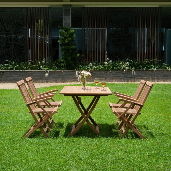 Saltö Outdoor Dining Group Esstisch 120x70 cm mit 4 Saltö Rahmenstühlen - Teak