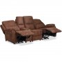 Relaxsofa mit Getränkehalter - 3-Sitzer (elektrisch) in braunem Mikrofaserstoff