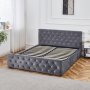 Doppelbett grauer Samt 180 x 200 cm - Dubai + Möbelfüße