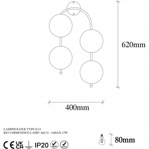 Klenod Wandleuchte 10605 - Gold/Weiß